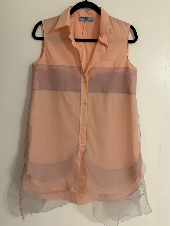 Prada Tops - Prada Peach Organza Sleeveless Tunic Top